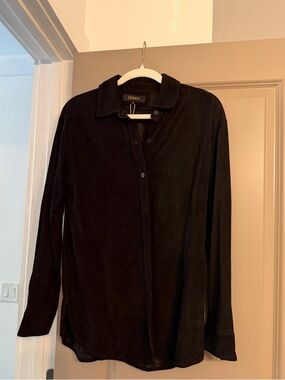 Quince Black Suede Button-Down Shirt